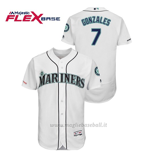 Maglia Baseball Uomo Seattle Mariners Marco Gonzales 150th Aniversario Patch Flex Base Bianco
